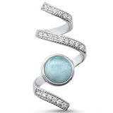 <span>CLOSEOUT!</span>Natural Larimar & CZ Swirl Design .925 Sterling Silver Pendant