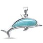 Natural Larimar Dolphin .925 Sterling Silver Charm Pendant