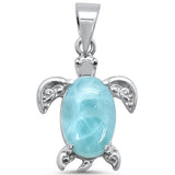 Colgante de plata de ley .925 con tortuga de larimar natural
