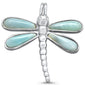 Natural Larimar Dragonfly .925 Sterling Silver Charm Pendant
