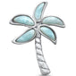 Natural Larimar Beach Palm Tree .925 Sterling Silver Charm Pendant