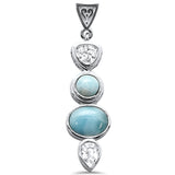 Multy Shape Natural Larimar & Cz  .925 Sterling Silver Charm Pendant