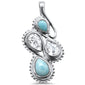 Natural Larimar Pear & Cz .925 Sterling Silver Charm Pendant