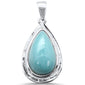 Pear Natural Larimar .925 Sterling Silver Charm Pendant