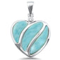 Natural Larimar Heart .925 Sterling Silver Charm Pendant