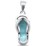 Natural Larimar Beach Sandal .925 Sterling Silver Charm Pendant