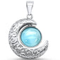 Natural Larimar Crescent Moon .925 Sterling Silver Charm Pendant