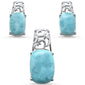 Cushion Cut Natural Larimar .925 Sterling Silver Pendant & Earrings Set