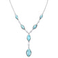 Marqui Natural Larimar .925 Sterling Silver Pendant Necklace 18"+1" Long