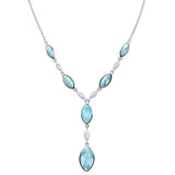 Marqui Natural Larimar .925 Sterling Silver Pendant Necklace 18"+1" Long