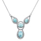 Natural Larimar & Cubic Zirconia .925 Sterling Silver Charm Pendant