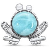 Natural Larimar Frog .925 Sterling Silver Charm Pendant