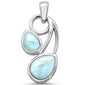 Natural Larimar Pear  .925 Sterling Silver Charm Pendant
