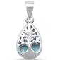 Natural Larimar Tree of Life .925 Sterling Silver Pendant