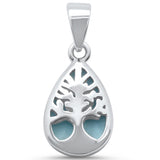 Colgante de plata de ley .925 con árbol de la vida y larimar natural