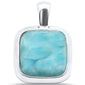 Natural Larimar Cusion .925 Sterling Silver Charm Pendant