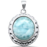 Natural Larimar Oval .925 Sterling Silver Charm Pendant