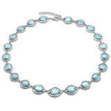 Natural Larimar .925 Sterling Silver Necklace 16" + 1.5" Ext