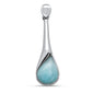 Long Drop Modern Natural Larimar .925 Sterling Silver Pendant