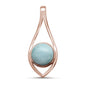 Rose Gold Plated Round Modern Natural Larimar .925 Sterling Silver Pendant