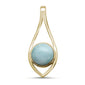 Yellow Gold Plated Round Modern Natural Larimar .925 Sterling Silver Pendant