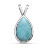 Elegant Pear Shaped Natural Larimar .925 Sterling Silver Pendant