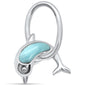 Natural Larimar Dolphin Jumping Hoops .925 Sterling Silver Charm Pendant