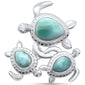 Natural Larimar Turtle Family .925 Sterling Silver Charm Pendant