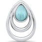 Natural Larimar Pear Shape .925 Sterling Silver Slide Charm Pendant