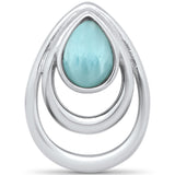 Natural Larimar Pear Shape .925 Sterling Silver Slide Charm Pendant
