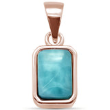 Rose Gold Plated Natural Larimar .925 Sterling Silver Pendant