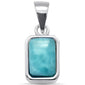 Modern Natural Larimar .925 Sterling Silver Pendant