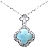 .925 Sterling Silver Larimar Pendant Necklace 16-18" Extension