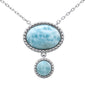 .925 Sterling Silver Larimar Pendant Necklace 16-18" Extension