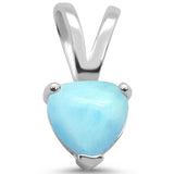 Natural Larimar Heart .925 Sterling Silver Pendant