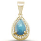 Yellow Gold Plated Pear Shaped Natural Larimar .925 Sterling Silver Pendant