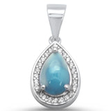 Pear Natural Larimar .925 Sterling Silver Pendant