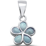 Larimar Plumeria .925 Sterling Silver Pendant .75"