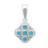  Cute Lab Created Blue Opal Fashion .925 Sterling Silver Pendant
