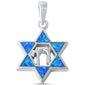 <span>CLOSEOUT! </span>Blue Opal Star of David with Chai Symbol .925 Sterling Silver Pendant