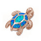 Rose Gold Plated  Blue Opal Sea Turtle Pendant .925 Sterling Silver