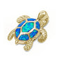 Yellow Gold Plated  Blue Opal Sea Turtle Pendant .925 Sterling Silver