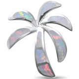White Opal Palm Tree .925 Sterling Silver Pendant