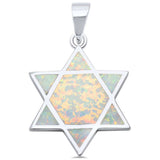 White Opal Star Of David .925 Sterling Silver Pendant