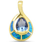  Yellow Gold Plated Blue Opal & Tanzanite Design .925 Sterling Silver Pendant