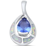 White Opal & Tanzanite .925 Sterling Silver Pendant
