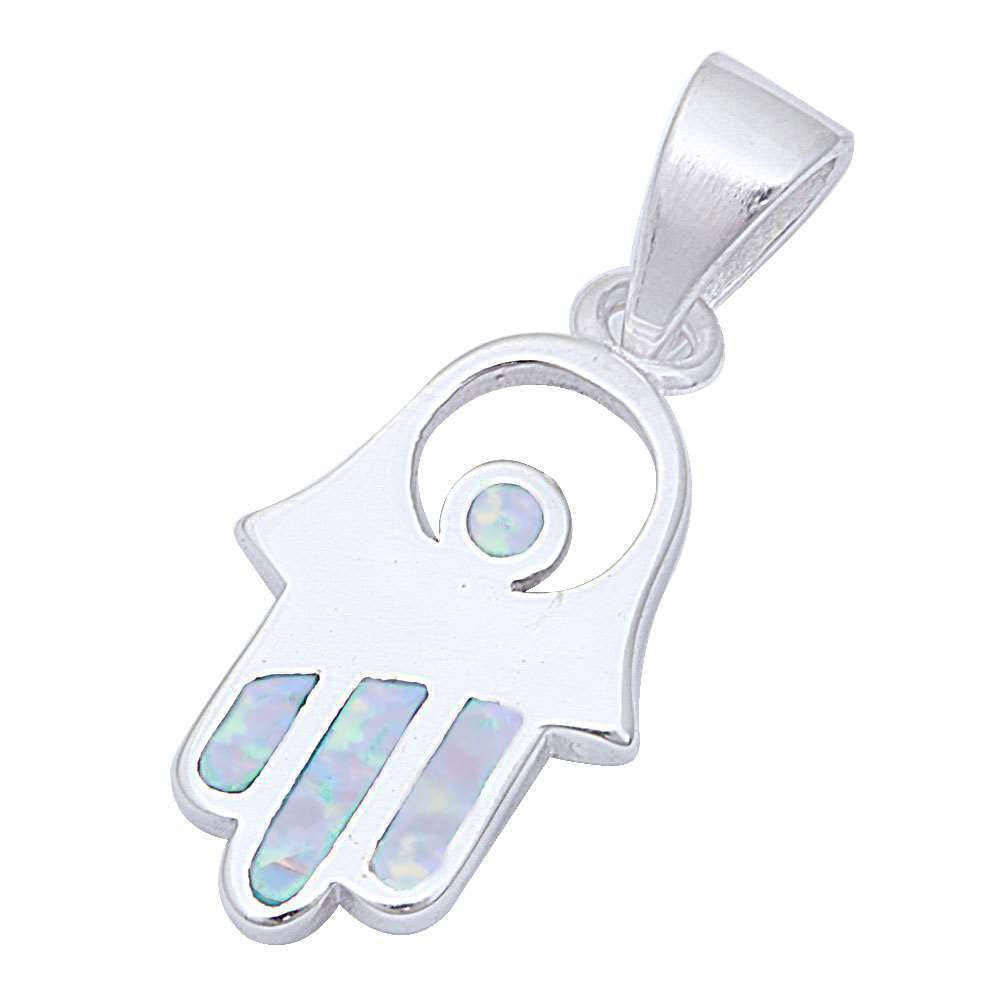 <span>CLOSEOUT!</span>White Opal Hand of God .925 Sterling Silver Pendant