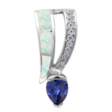 White Opal, Tanzanite, & Cubic Zirconia  .925 Sterling Silver Pendant
