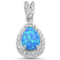 Pear Blue Opal & Cubic Zirconia .925 Sterling Silver Pendant