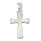 White Opal Cross .925 Sterling Silver Pendant